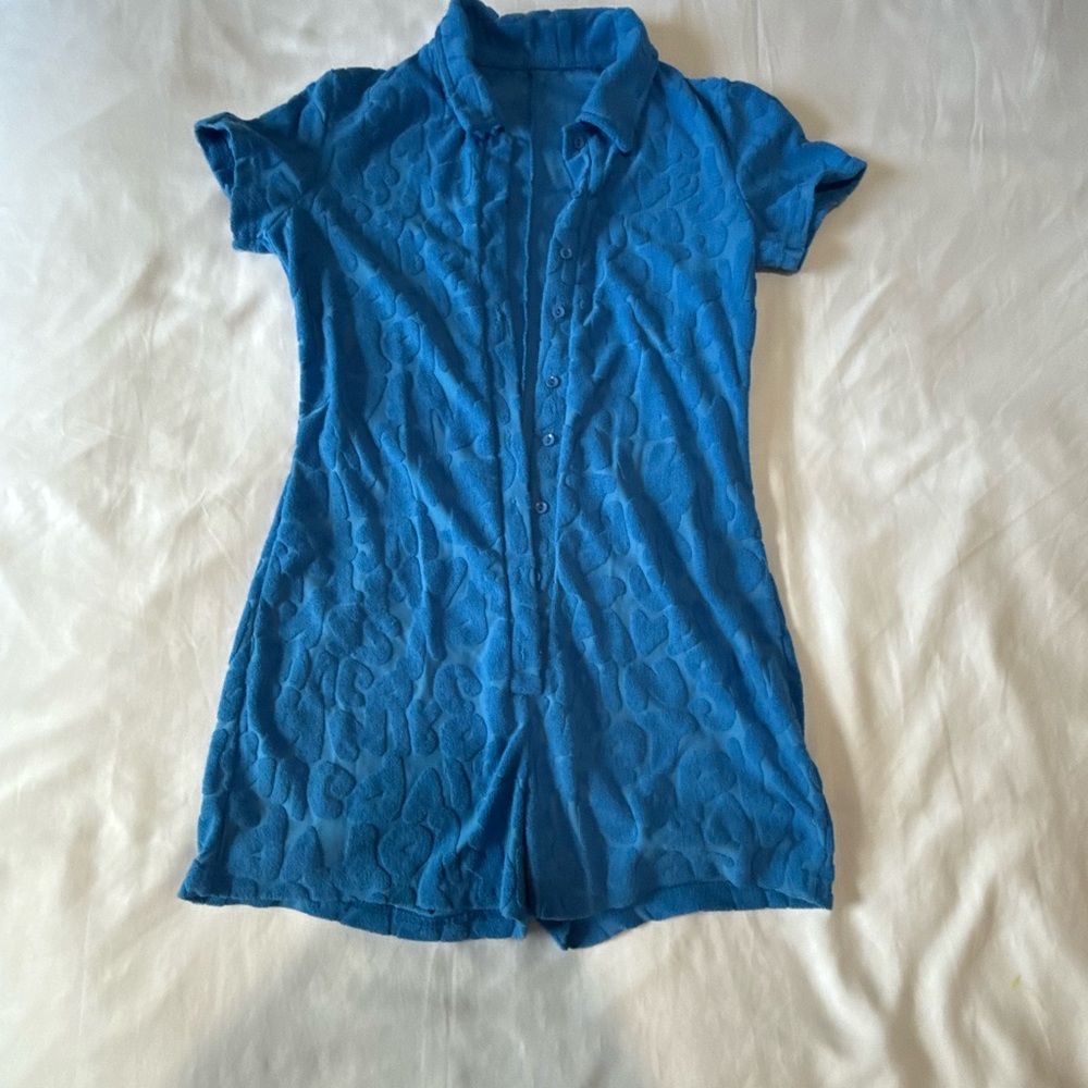 Blue Button-Up Romper - XS